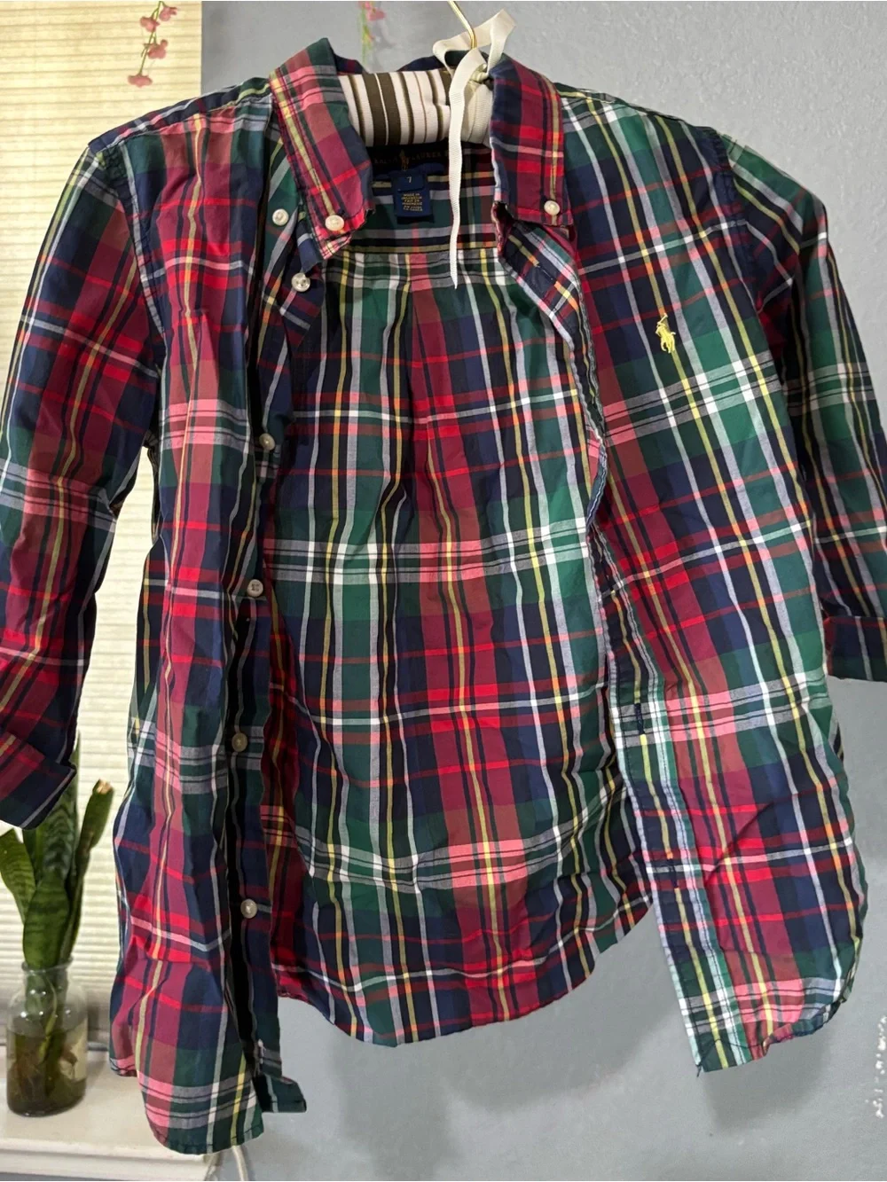 Ralph Lauren Red & Green Plaid Button-Down Shirt